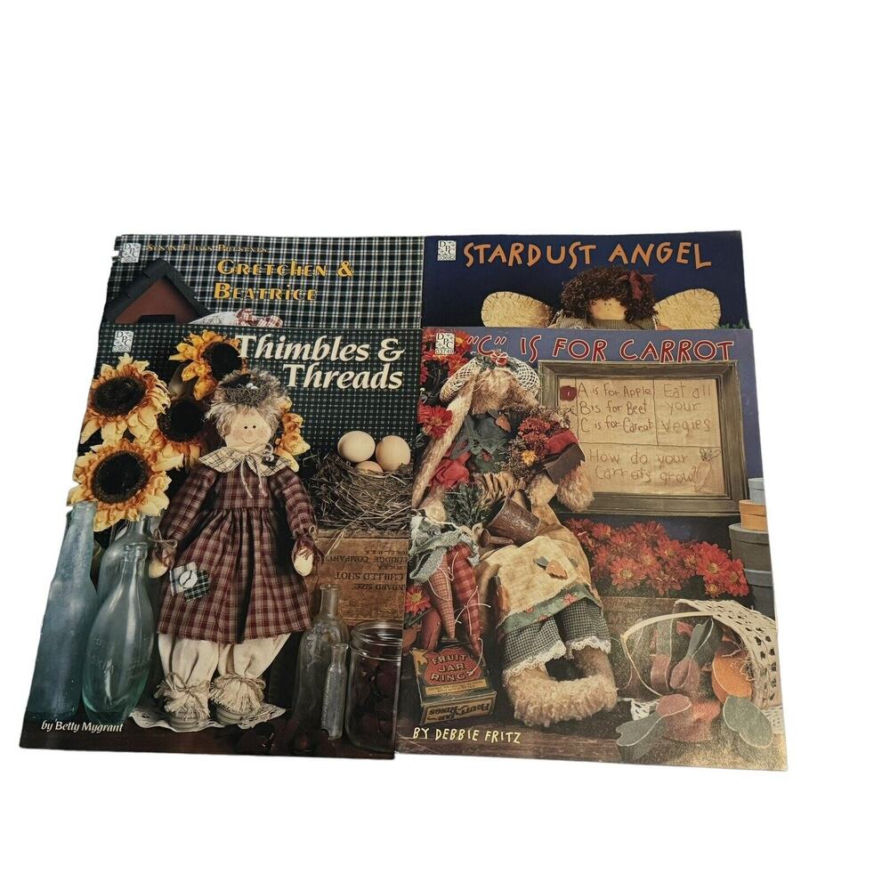 4 DPC Leaflets Sewing Pattern Cross Stitch Stardust Angel Thimbles Threads